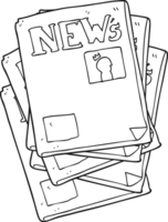 hand drawn black and white cartoon newspaper png