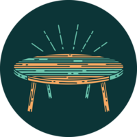 icône d'une table en bois de style tatouage png