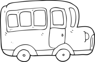 hand drawn black and white cartoon yellow school bus png