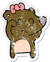 distressed sticker of a female bear cartoon png