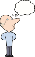 cartoon balding man with thought bubble png