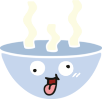 flat color retro cartoon of a bowl of hot soup png