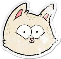 distressed sticker of a cartoon cat face png