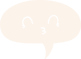 happy cartoon face with speech bubble in retro style png