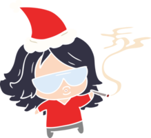 hand drawn christmas cartoon of kawaii girl png