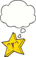 cute cartoon star with thought bubble png