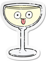 verontruste sticker van een cartoon glas wijn png