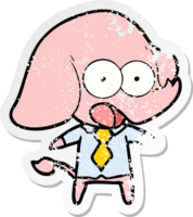 distressed sticker of a cute cartoon elephant png