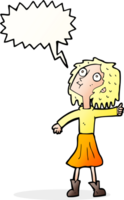 cartoon woman looking up to the sky with speech bubble png