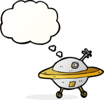 cartoon flying saucer with thought bubble png