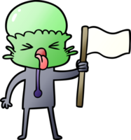 weird cartoon alien waving flag png