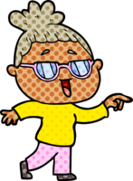 cartoon happy woman wearing spectacles png