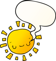 cartoon sun with speech bubble in smooth gradient style png