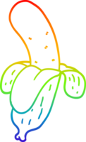 rainbow gradient line drawing of a cartoon banana png