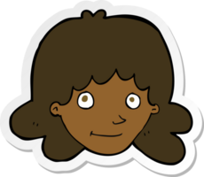 sticker of a cartoon happy female face png