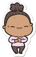 sticker of a cartoon peaceful old woman png