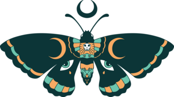 iconic tattoo style image of a moth png