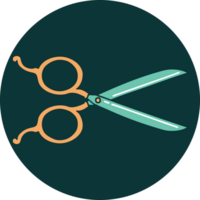 iconic tattoo style image of barber scissors png