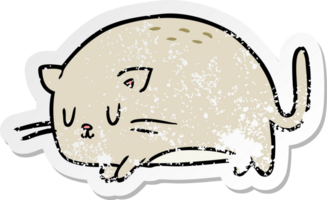 autocollant en détresse d'un chat de dessin animé mignon png
