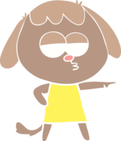 chien ennuyé de dessin animé de style plat couleur png