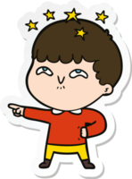 sticker of a cartoon amazed boy png