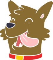 cara de perro feliz de dibujos animados de estilo de color plano png