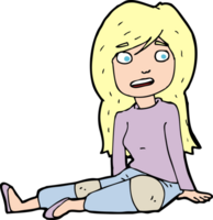 cartoon girl sitting on floor png