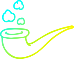 cold gradient line drawing of a cartoon smoking pipe png