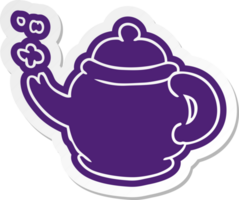 cartoon sticker of a blue tea pot png