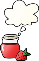 cartoon jam jar with thought bubble in smooth gradient style png