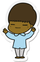 sticker of a cartoon smug boy png