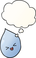 cartoon raindrop with thought bubble in smooth gradient style png