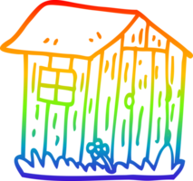 rainbow gradient line drawing of a cartoon wood shed png