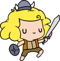 desenho animado ilustração kawaii fofa viking criança png