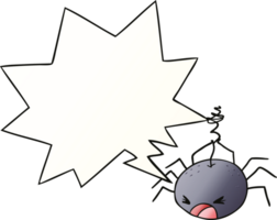 tecknad serie halloween Spindel med Tal bubbla i slät lutning stil png