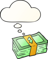 cartoon cash with thought bubble in smooth gradient style png