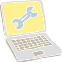 flat color illustration of laptop computer with fix screen png