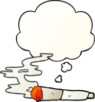 cartoon cigarette with thought bubble in smooth gradient style png