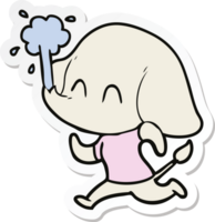 sticker of a cute cartoon elephant spouting water png