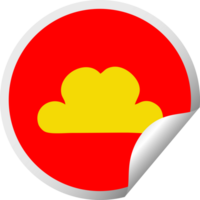 circular peeling sticker cartoon of a snow cloud png