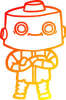 warm gradient line drawing of a cartoon robot png