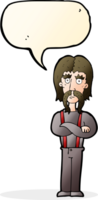 cartoon long mustache man with folded arms with speech bubble png