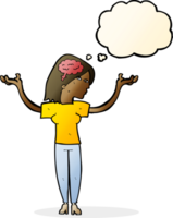 cartoon intelligent woman with thought bubble png