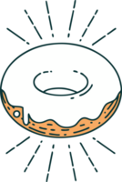 ilustración de un donut helado estilo tatuaje tradicional png