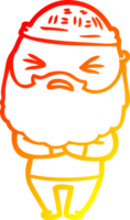 warm gradient line drawing of a cartoon man with beard png