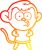 warm gradient line drawing of a cartoon surprised monkey png