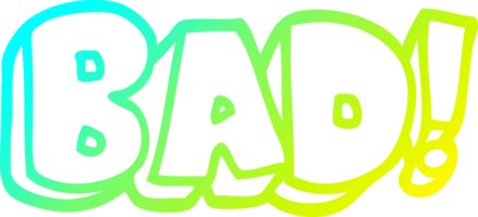 cold gradient line drawing of a cartoon word bad png