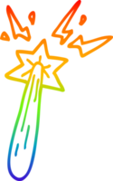 rainbow gradient line drawing of a cartoon magic wand png