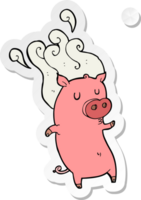 sticker of a smelly cartoon pig png