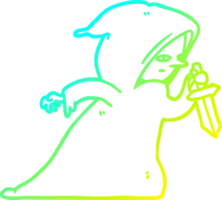 cold gradient line drawing of a assassin in dark robe png